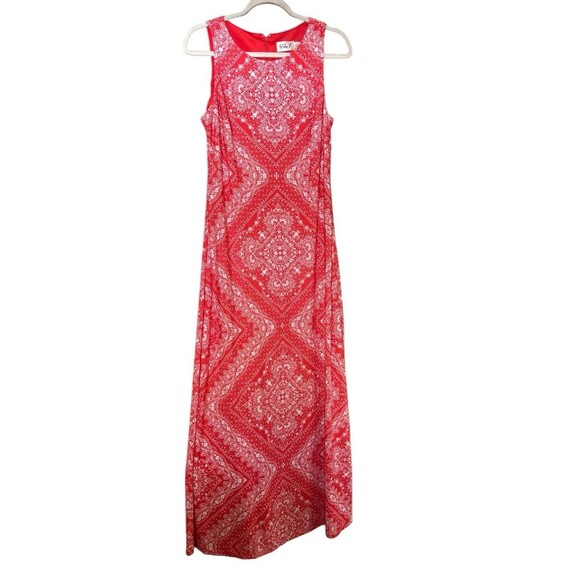 Eliza J Dresses & Skirts - Eliza J Maxi Dress Womens 12 Orange White Boho Paisley Print Sleeveless Stretch
